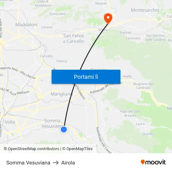 Somma Vesuviana to Airola map