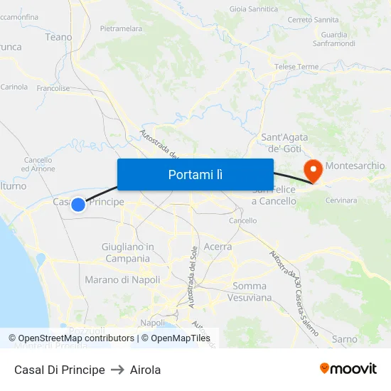Casal Di Principe to Airola map