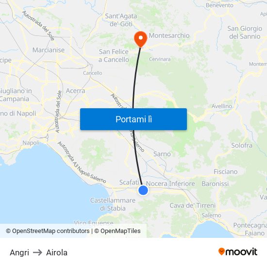 Angri to Airola map