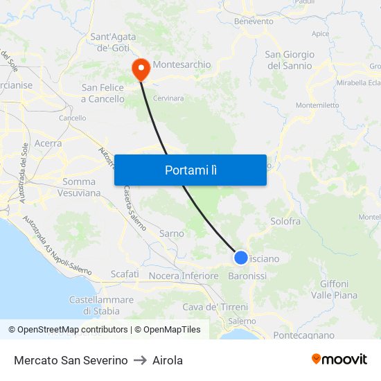 Mercato San Severino to Airola map