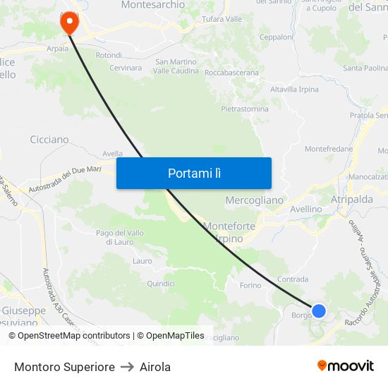 Montoro Superiore to Airola map
