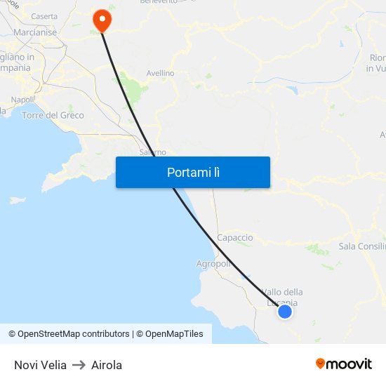 Novi Velia to Airola map