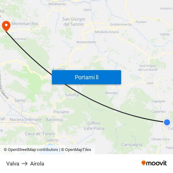 Valva to Airola map