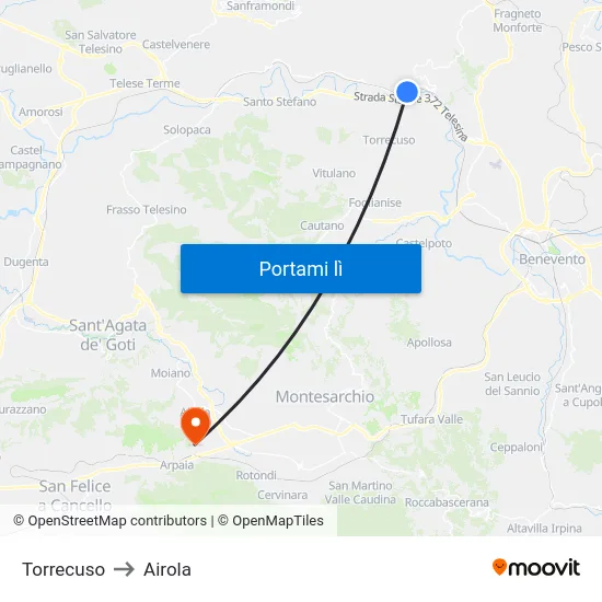 Torrecuso to Airola map