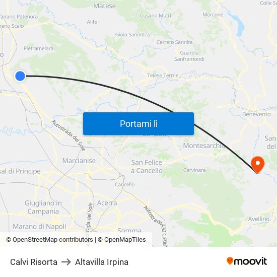 Calvi Risorta to Altavilla Irpina map