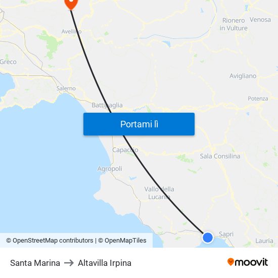 Santa Marina to Altavilla Irpina map