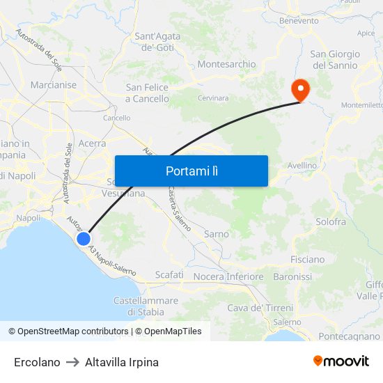 Ercolano to Altavilla Irpina map