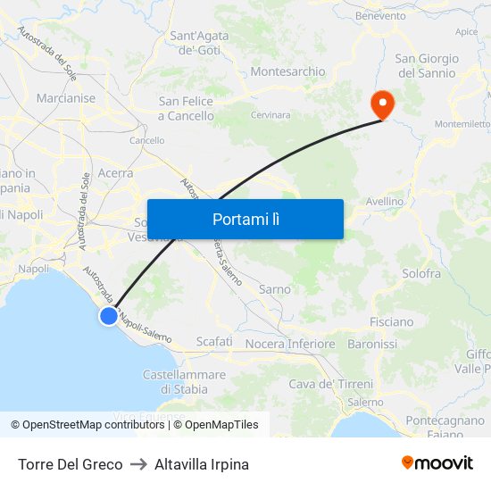 Torre Del Greco to Altavilla Irpina map