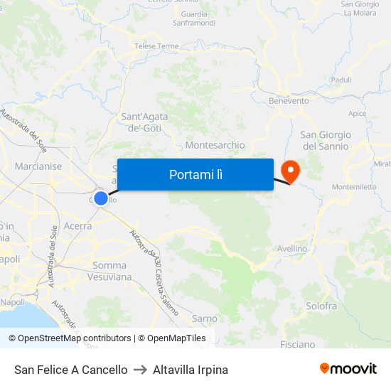 San Felice A Cancello to Altavilla Irpina map