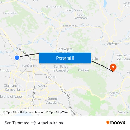 San Tammaro to Altavilla Irpina map