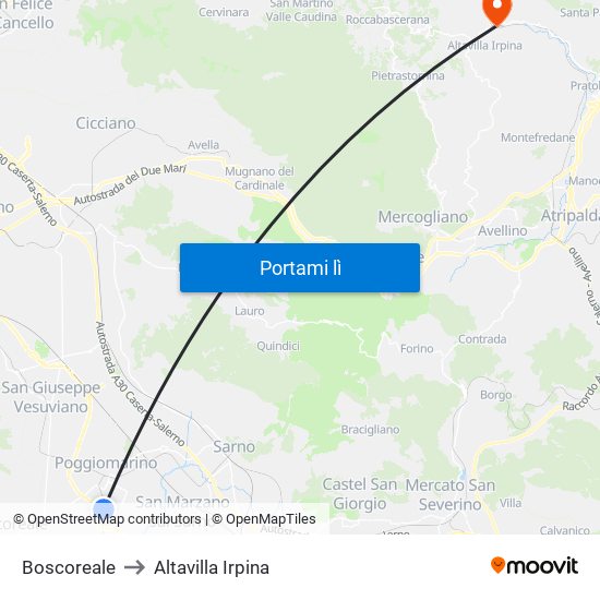 Boscoreale to Altavilla Irpina map