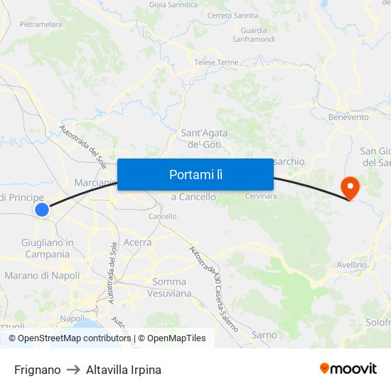 Frignano to Altavilla Irpina map