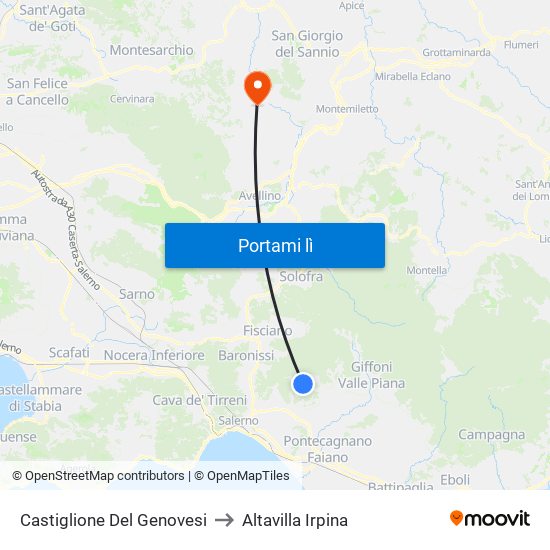 Castiglione Del Genovesi to Altavilla Irpina map