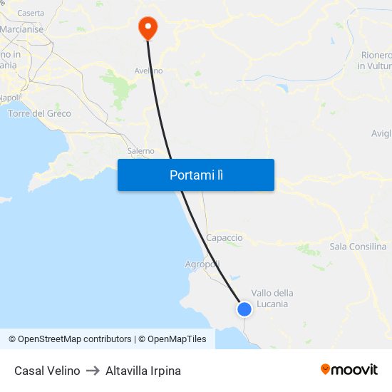 Casal Velino to Altavilla Irpina map