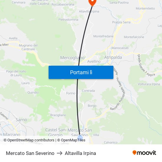 Mercato San Severino to Altavilla Irpina map