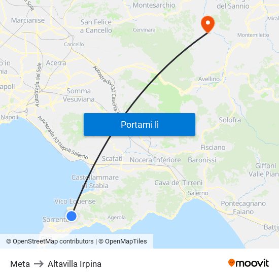 Meta to Altavilla Irpina map