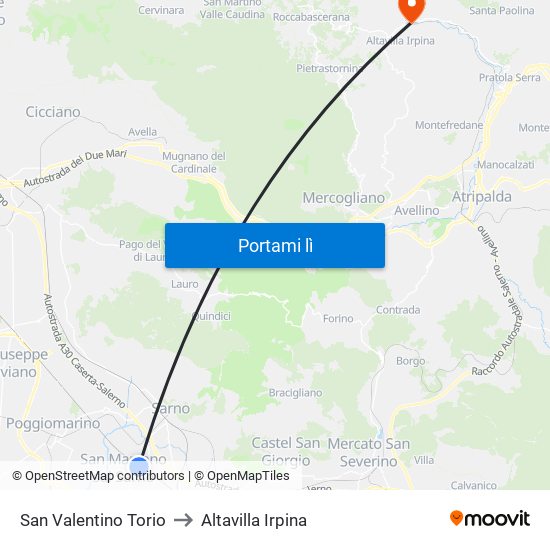 San Valentino Torio to Altavilla Irpina map