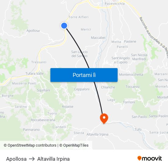 Apollosa to Altavilla Irpina map