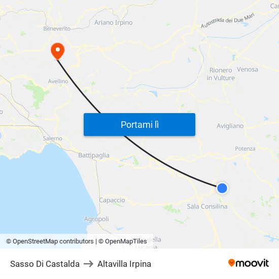 Sasso Di Castalda to Altavilla Irpina map