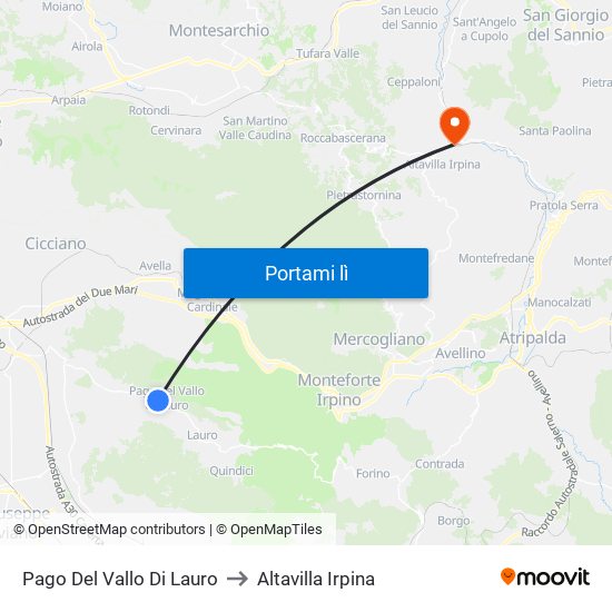 Pago Del Vallo Di Lauro to Altavilla Irpina map