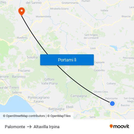 Palomonte to Altavilla Irpina map