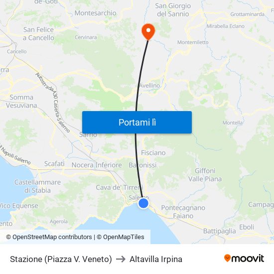 Stazione (Piazza V. Veneto) to Altavilla Irpina map