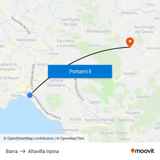Barra to Altavilla Irpina map
