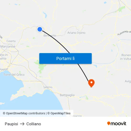 Paupisi to Colliano map