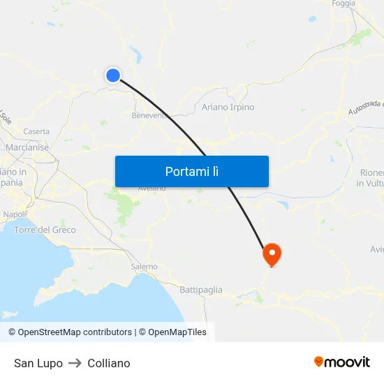 San Lupo to Colliano map