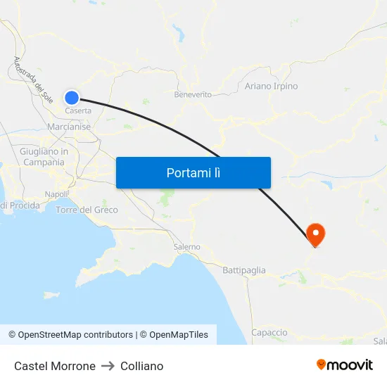 Castel Morrone to Colliano map