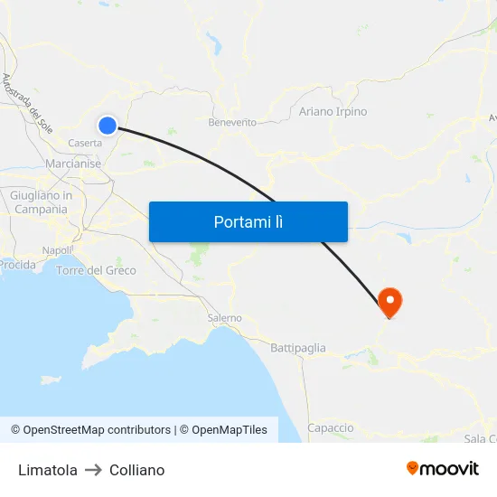 Limatola to Colliano map