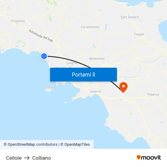 Cellole to Colliano map