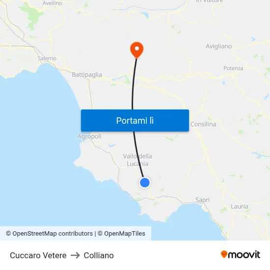 Cuccaro Vetere to Colliano map
