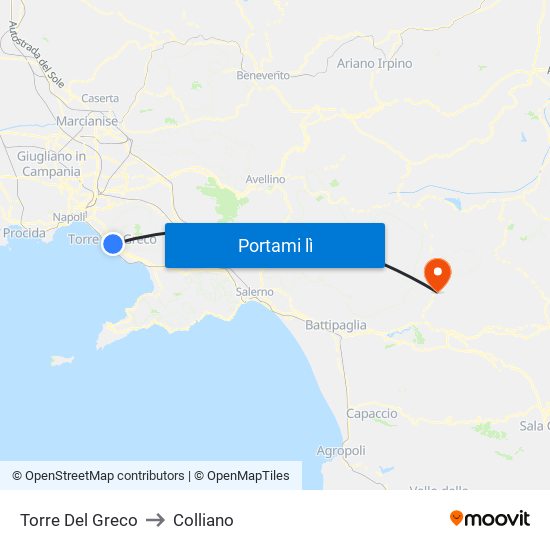 Torre Del Greco to Colliano map
