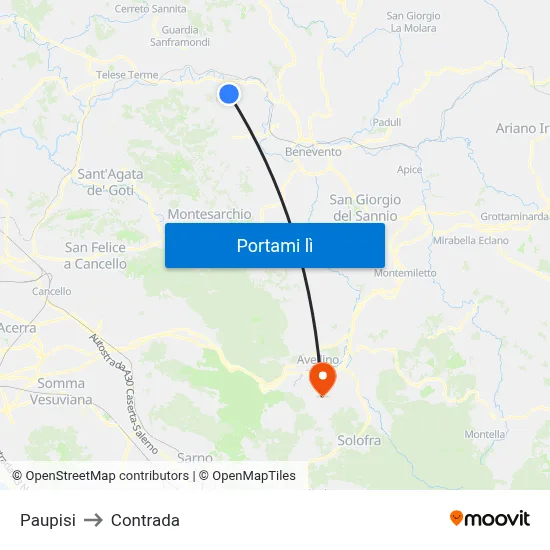 Paupisi to Contrada map