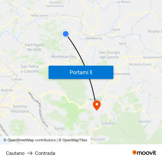 Cautano to Contrada map