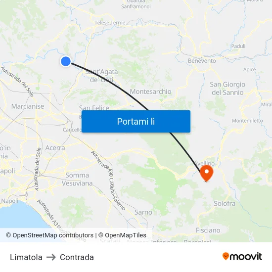 Limatola to Contrada map