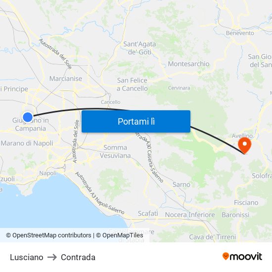 Lusciano to Contrada map
