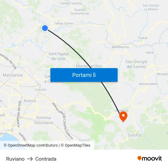 Ruviano to Contrada map