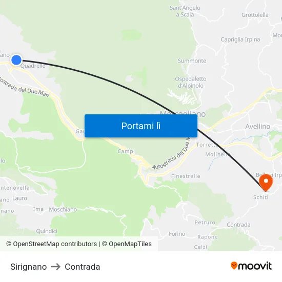 Sirignano to Contrada map