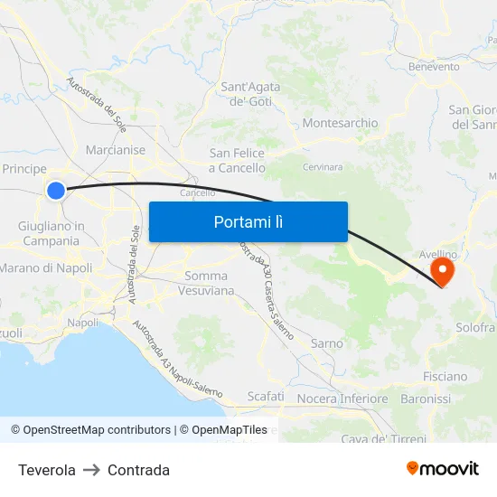 Teverola to Contrada map