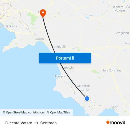 Cuccaro Vetere to Contrada map