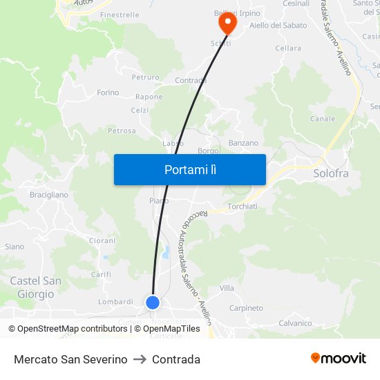 Mercato San Severino to Contrada map