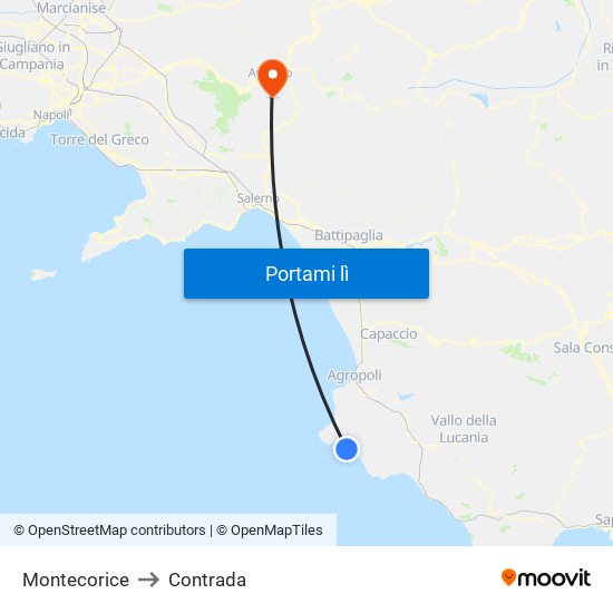 Montecorice to Contrada map