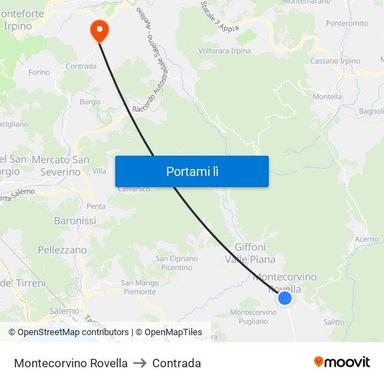 Montecorvino Rovella to Contrada map
