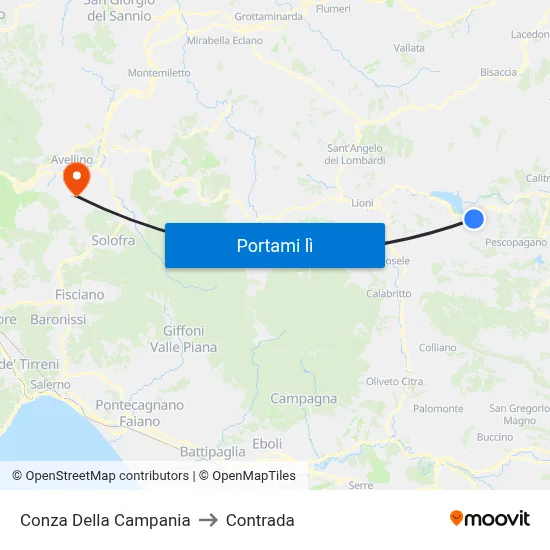 Conza Della Campania to Contrada map
