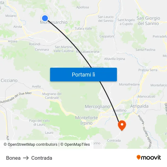 Bonea to Contrada map