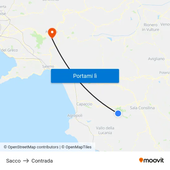 Sacco to Contrada map