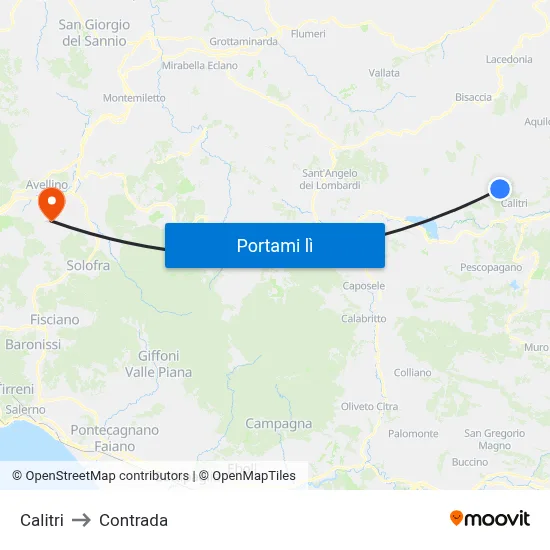 Calitri to Contrada map