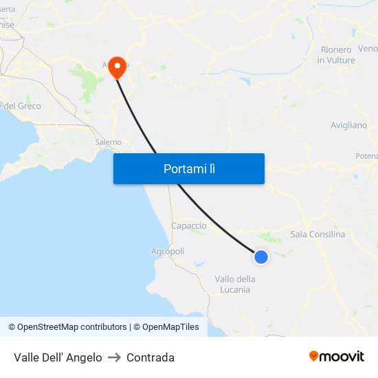 Valle Dell' Angelo to Contrada map